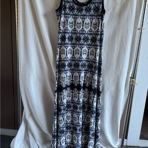 Ivanka Trump Monochrome Patterned Maxi Dress
